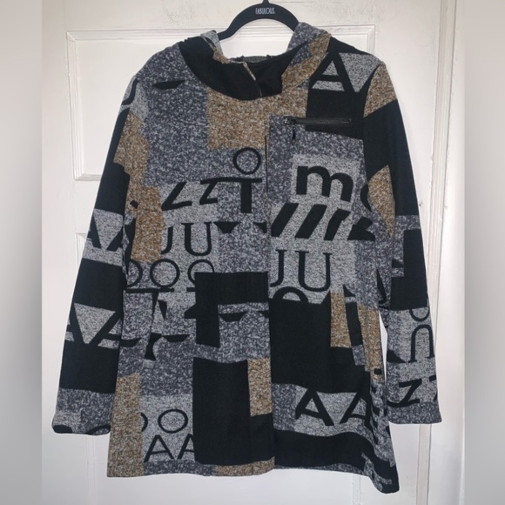 Karen hart letters full zip jacket with hood in size large‎